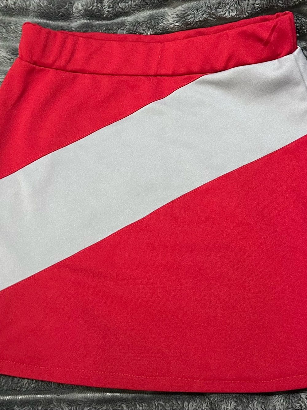 Red and Gray Diagonal Stripe Skirt